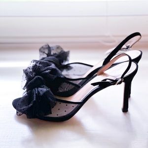 Kate Spade - Black Suede Sparkle Slingback Heels